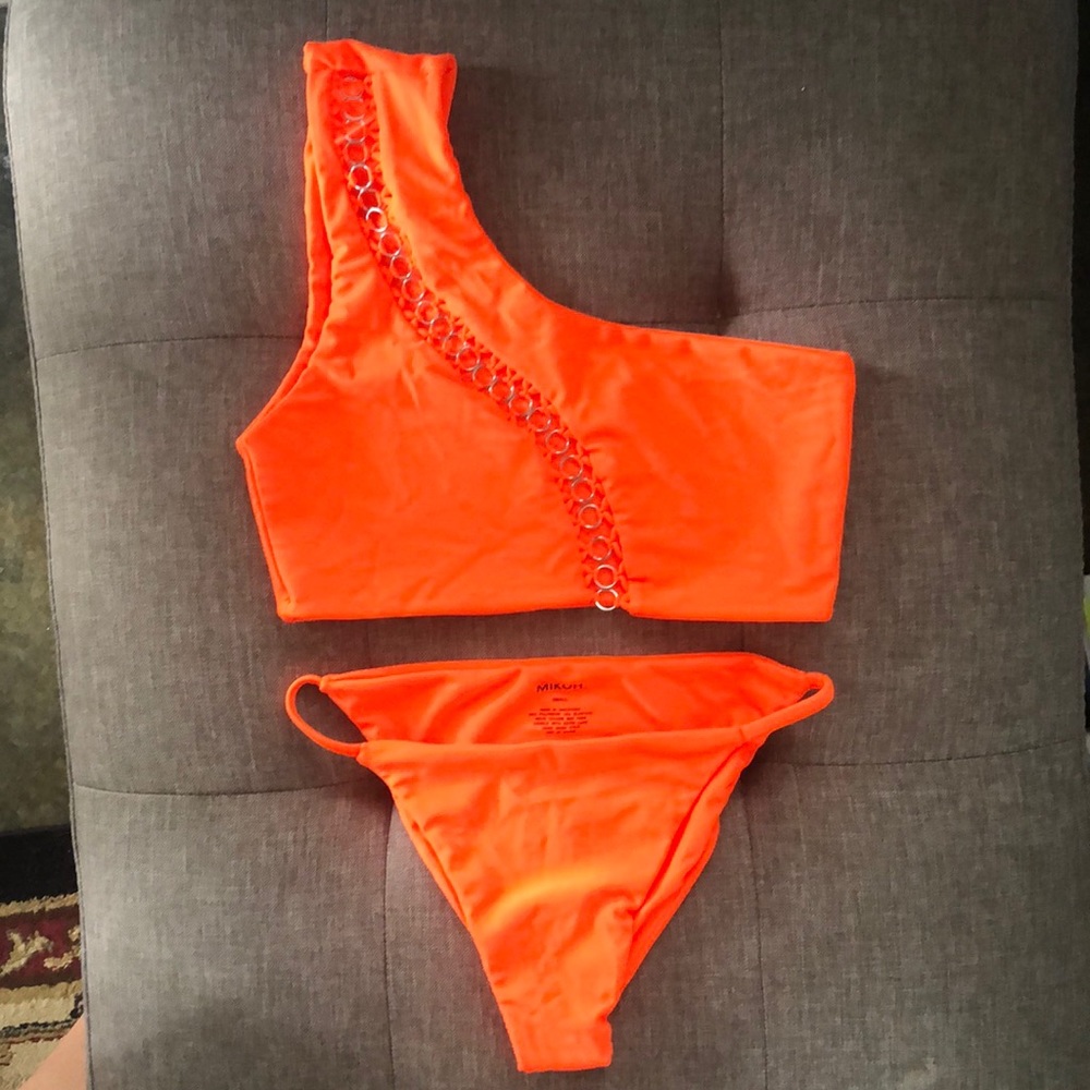 NWOT Neon Orange bikini top and bottom